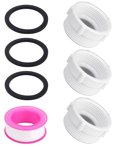3pcs 1-1/4 to 1-1/2 Sink Drain Adapter, NPT Female to NPT Male Plumbing Connector Kit with Plumber's Tape for Kitchen Bathroom Fittings Use