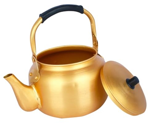 IWOWHERO Bouilloire à Eau Aluminium Jaune Résistante Rouille pour Cuisinière Gaz Électrique Induction Petite Théière Pratique pour Chauffage Rapide de Thé et Vin de Riz