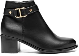 C'M PARIS Bottines Femme à Talon Bloc Carré | Similicuir | Bride Décorative et Boucle Dorée (3019 Noir, Taille unique, Système Taille Chaussures EU, Adulte, Numérique, Moyen, 41)