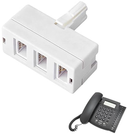1 PCS BT Telephone Socket Line 3 Way Splitter | Female Jacks to BS6312 431A Male Plug | Cable UK Adapter Landline Port Converter Extender FAX Modem Corded Cordless Phone SKY| 4 Wire Converter | White