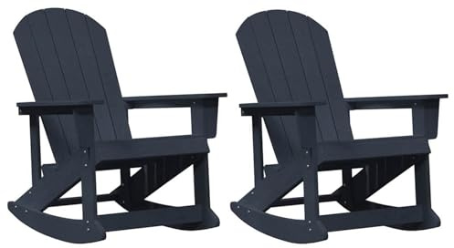 Gecheer Sdraio Dondolanti Adirondack 2 Pezzi, Design Classico in HDPE con Texture Legno, Movimento Oscillante, Set Lounge Esterno per Giardino, Balcone, Patio