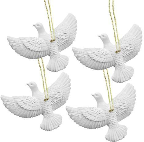 4 Stück Turteltauben Weihnachtsbaum Deko, Weihnachtsbaumschmuck Vögel, Friedenstaube Anhänger, Turtle Doves Ornaments, Freundschaftsgeschenke