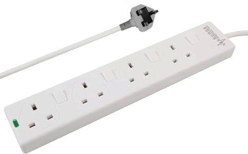 pro elec PL15331pl 3 m Switched Surge Protected Extension Lead - White
