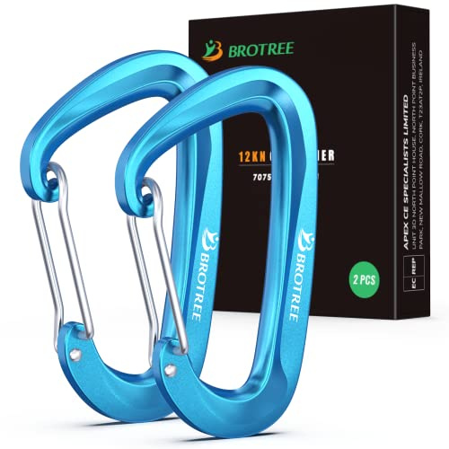Brotree Karabiner mit 1200kg Belastbarkeit Schwerlast 12KN Karabinerhaken | Schnellverschluss, Aluminium, D-Typ, für Hängematten, Camping, Wandern, Rucksack