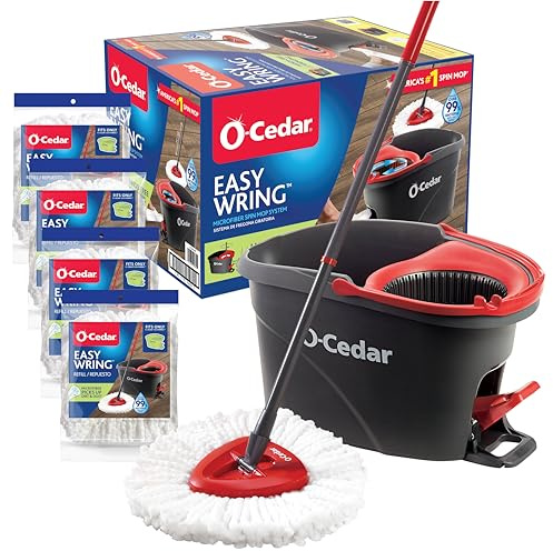O-Cedar, Red, Gray, Spin Mop with 4 Extra Refills