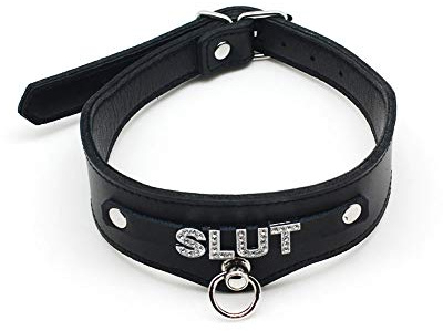 Lederhalsband Choker Damen Schwarz - SMspade Lederhalsband o-ring Echtleder Lederhalsband Frauen Personalisiert Sex für Frauen Herren Männer Herren, SLUT