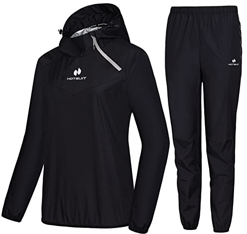 HOTSUIT Tute Dimagranti Tuta da Sauna Donna Allenamento Ginnastica Sudorazione Perdita di Peso Fitness Sportiva Palestra, Nero, 3XL