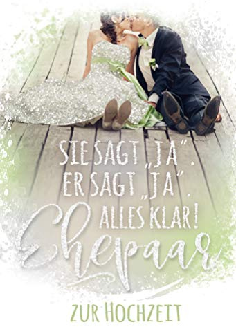 KE - Glitzernde Hochzeitskarte im DIN B6 Format, inkl. Umschlag, ohne Innentext, Karte in Folie - Motiv: Paar