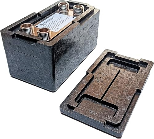 Edelstahl Plattenwärmetauscher Nordic Tec Ba-16-34 mit Isolierung Plattenwärmeübertrager Wärmetauscher 34 Platten 135kW 1”
