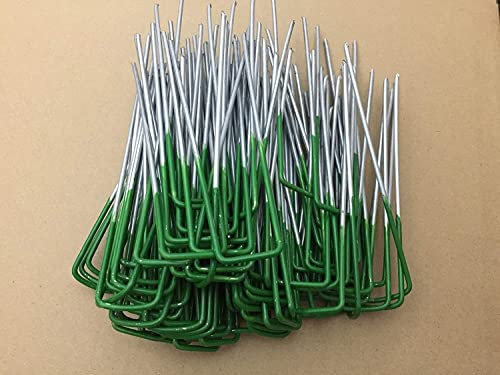 Half Green Artificial Grass Turf U Pins Metal Galvanised Pegs Staples Weed (50)