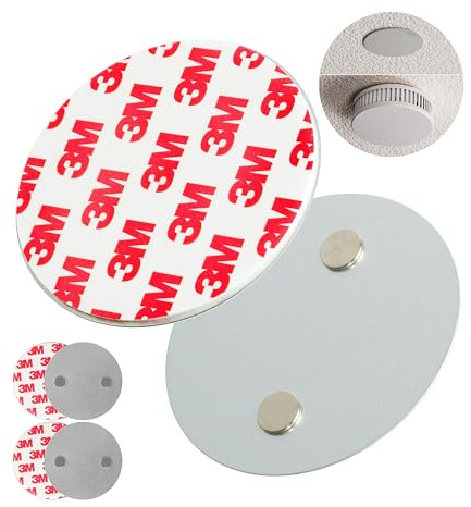Soporte Magnético para Alarma de Humo, 3 piezas, Diámetro Ø 50 mm, para pegar o atornillar, adhesivo para las alarmas de incendios y humo, soporte detectore incendio humo, soporte almohadilla adhesiva