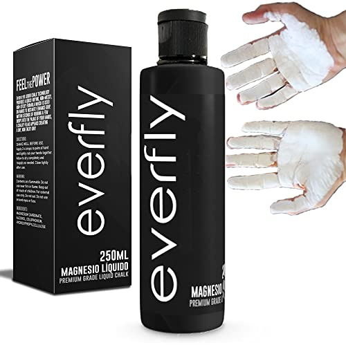 Everfly Magnesie Liquide Crossfit - 250 ML - Gripping Gel - Escalade Calistenia Haltérophilie Tenis Padel Gym Pole Dance - Liquid Chalk pour Mains - Extra Grip - Dry Hands (250ml)