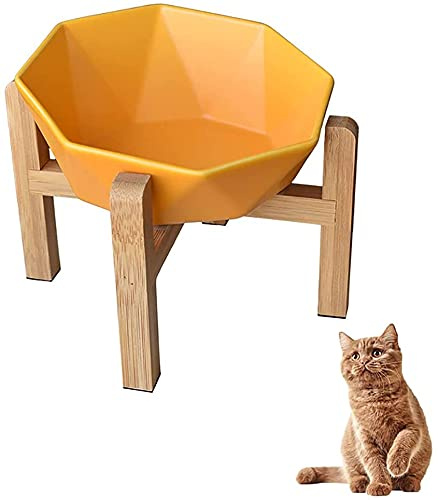 Napf FüR Katzen Und Hunde, Keramik Katzennapf,Futternapf Katze Mit Bambus Halter,Futterstation, Rutschfest Katzen Napf,Hunde Futternapf