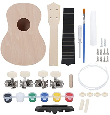 DIY Build Your Own Concert Ukulele Kit Boy Gifts 21 Inch Set Assemble for Beginners Basswood Backboard Metal Peg and Nylon String