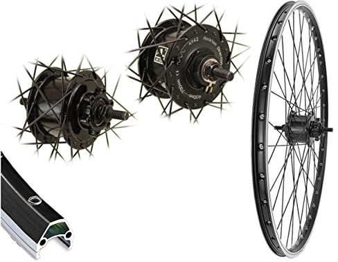 Bärwinkels Vorderrad 26 6-Loch Disc Nabendynamo Hohlkammerfelge 26 Zoll Scheibenbremse schwarz 19-559