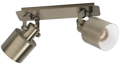 EGLO Deckenstrahler Southery, 2-flammige Deckenlampe mit schwenkbaren Spots | elegante Deckenleuchte aus brüniertem Metall, Deckenspot mit E27 Fassung