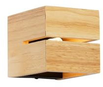 Qazqa Landhaus Wandleuchte, Wandlampe - Transfer Groove - Naturel, Quadratisch, Holz, max. 8W, Geeignet für LED, 10cm, Ideal als Flur und Wohnzimmerlampe
