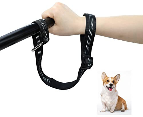 TEKCAM Dog Wrist Safety Strap Adjustable Pet Short Dog Leash with Soft Padded Handle Anti Dislodging Baby Stroller Wrist Strap with Reflective Lead for Walking Training