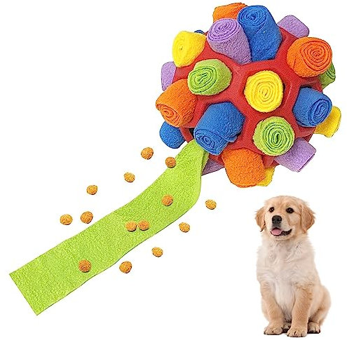 VOSSOT Schnüffelball für Hunde, Schnüffelteppich Schnüffelspielzeug Interaktive Hundespielzeug tragbarer Haustier Snuffle Ball Toy für Kleine Mittelgroße Hunde Haustier (Rot Grün)