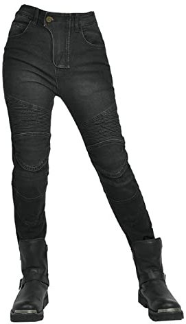 HOMDECR Motorradhose Für Damen,Motorradhose Motorrad Denim Hose Motorrad Jeans Mit Stretcheinsatz Aramid Schutzfutter Bikerhose (Schwarz,S)