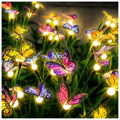 DooYard Solar Garden Lights 4 Pack, Upgraded Swaying Butterfly Light,Outdoor Light, Decorative Lights Yard Patio Pathway Decoration, Larger Solar Panel & Better Sway Effect