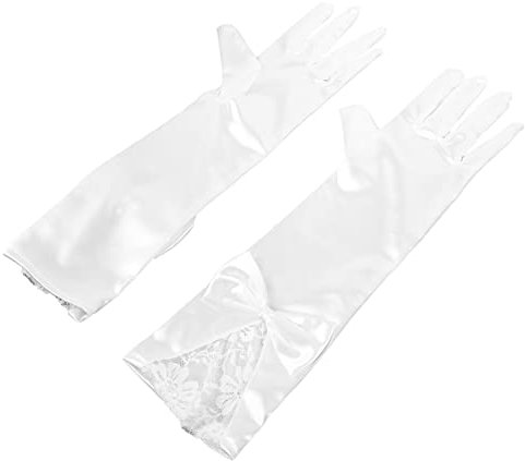 ifundom Ellenbogenlange Weiße Brauthandschuhe Mit Spitze Hochzeitshandschuhe Für Damen Brautkleid-accessoire Zum Ball Oder Anderen Festlichen Anlässen