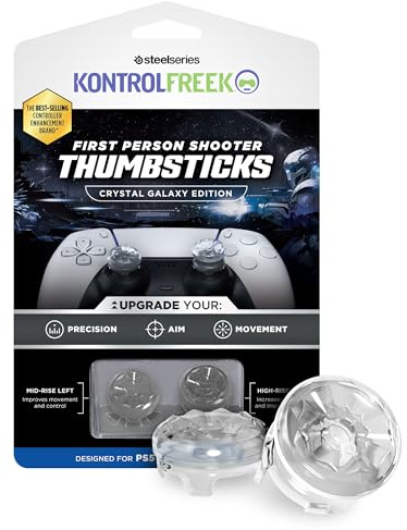 KontrolFreek FPS Freek Galaxy Crystal Grips pour Manette PS5 | Rehausseurs de Joystick pour PS5 & PS4 | Précision & Aim Assist | Transparent