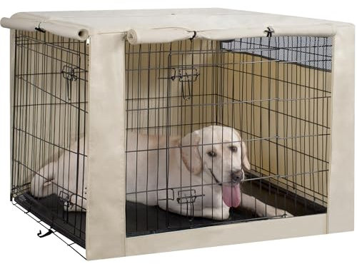 HiCaptain Housse de cage pour chien de 137,2 cm – Housse de niche en polyester robuste pour chien d'intérieur – Ajustement universel pour cage en métal standard à 1 ou 2 portes (137,2 cm, brun clair)