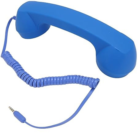 3,5 mm Retro Hörer Handy Empfänger Mikrofon Lautsprecher, Retro Telefon, Strahlungssichere Empfänger, Handy Hörer für Smartphone Computer (Blau)