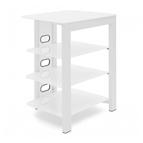 AVCOM HiFi Rack 4 Tier Stand With Tempered Glass, Matt White
