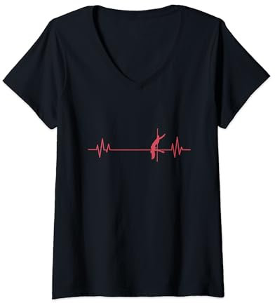 Heartbeat Line Poledance Polesport T-Shirt mit V-Ausschnitt