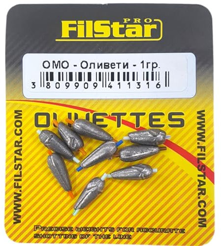 PRO FILSTAR Inline Olivette Angelblei Set 9x1g – Bleigewichte - Dropshot Blei - Angel Bleie Set - Blei Angeln - Angelgewichte - Fishing Drop Shot Blei - Fishen Zubehör - Schrotblei – Bleischrot