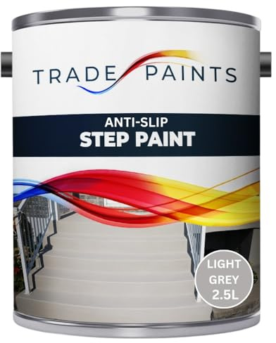Anti-Slip Doorstep & Floor Paint - Suitable For Brick, Concrete, Masonry, Wood, Metal Surfaces - Step & Floors (Light Grey, 2.5 Litre)