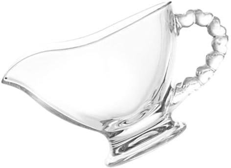 Generic Glass Gravy Boat with Handle 120ml Sauce Container Glass Creamer Pitcher for Coffee Syrups and Salad Dressings for Home and Restaurant Use