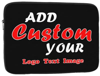 Custom Laptop Sleeve Bag, Add Your Own Text Logo Image Business Briefcase Protective Case Personalized Shockproof Water-Resistant Carrying Cover with Zipper for Ultrabook, Notebook, Tablet (17 inch)