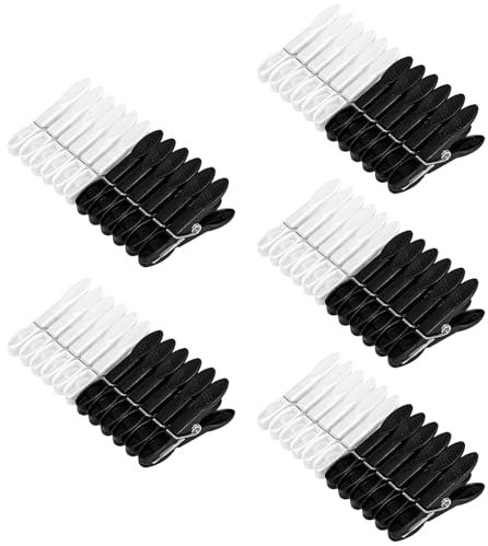 Collazoey 60 pezzi mollette antiscivolo per bucato,Bianco e Nero mollette bucato plastica, non lascia segni,per stendibiancheria o stendino, asciugamano, vestiti, calzini