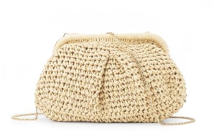 Jywmsc Pochette in Paglia per Donna, Borsa per Gnocchi Nuvola a Tracolla, Tessuto da Spiaggia Estiva