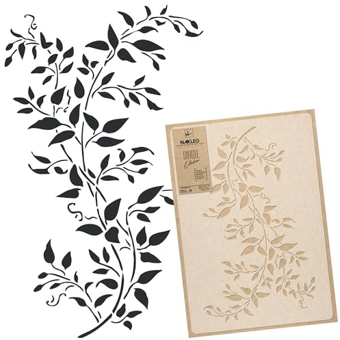 NAKLEO Pochoir pour Peinture Murale Grand Format 43x64cm, Modèle en Plastique et Réutilisable, Clématite Plante Floral Grimpeur, DIY Bricolage Artisanat Décoration a Peindre, Bois Tissu Mueble