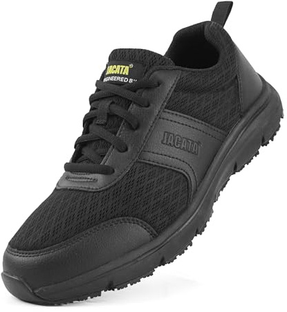Jacata Work Shoes for Men/Women Food Service Unisex Non Slip Breathable Lightweight Chef Walking Shoes Restaurant Kitchen Crews Health Care Sneakers (Black Size 12)