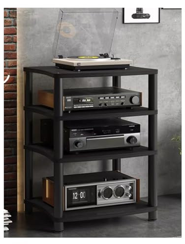 meuble hifi meuble chaine hifi 1/2/3/4-tiers Rack Audio Av Tower Media Stand Electronics Equipment Shelf, Noir Meuble Moderne Pour Composants Étagères Et Supports Stéréo, Rack Hifi Étagère Audio-vidé