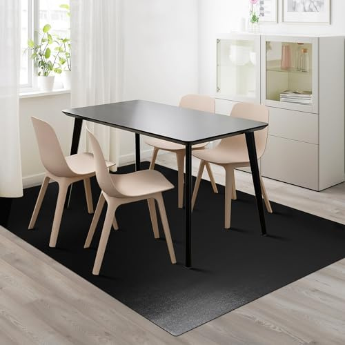 FURKIT Vinyl Floor Mat for Home, Black Waterproof Area Mat for Under Dining Room Table, Sturdy Plastic Rug Protector for Kitchen, Living Room, Yard, Garage, Large Baby Play Mat (60x 75)