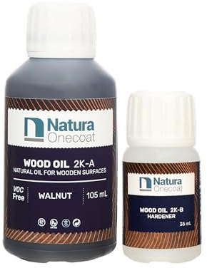 Natura Onecoat Wood Stain Oil - 8 m² - 140 ml, Walnut – Wood Finish for Interior Furniture & Floor - Linseed Wood Oil - Fast-Drying-Environmentally Friendly - Extra Durable Hard Wax Oil-VOC Free