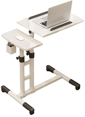 Table De Lit A Roulette Table Roulante pour Lit Réglable en Hauteur Plateau Inclinable 180° Table De Lit Medical Table De Lit Cadre en Acier Au Carbone(White)