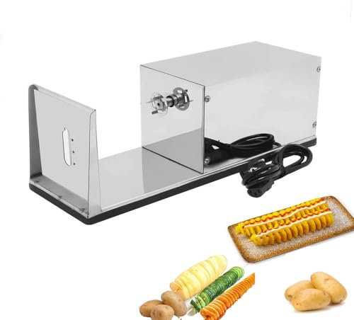 WHYYDSS Affettatrice elettrica per Patate, tagliapatate Elettrico a Spirale in Acciaio Inox, tagliapatate Elettrico a Spirale, Macchina per Tagliare Le Patate, per Uso Commerciale e Domestico
