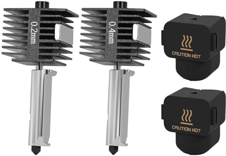 Kit 2 pezzi A1 Mini Hotend, kit di estrusione della testina di stampa assemblata per stampante 3D con ugello in acciaio temprato da 0,2 mm e 0,4 mm e copertura in silicone per Bambu Lab A1 / A1 Mini