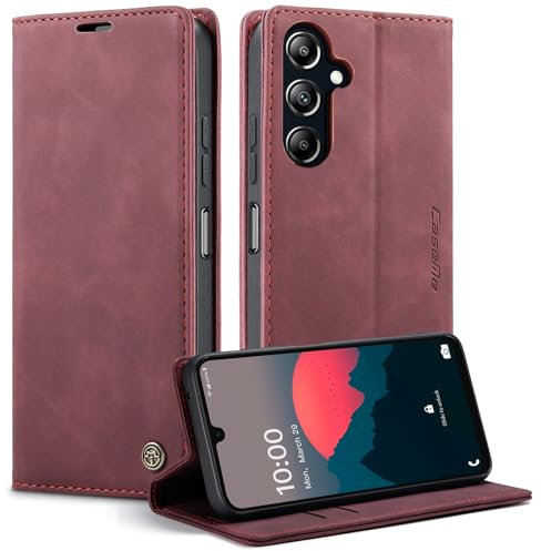 KZB Handyhülle für Samsung Galaxy A16 5G/4G Hülle Premium Leder Klappbar Tasche Flip Case Magnet Kartenfach Standfunktion Klapphülle Schutzhülle für Samsung Galaxy A16 5G/4G - Weinrot
