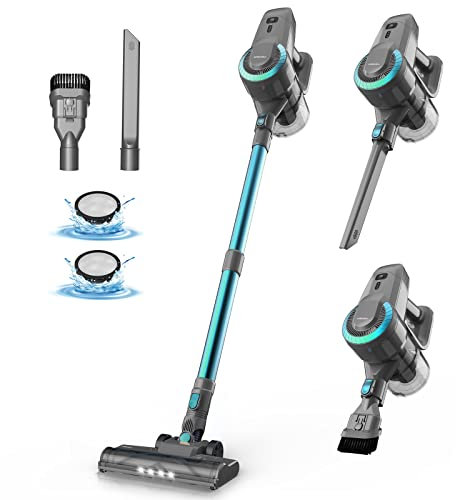 Aspirateur Balai sans Fil N300, 25KPa & 2 Vitesses, Aspirateur sans fil 175W, Aspirateur Léger, 50Min Autonomie, 6 en 1 Aspirateur Balai sans Sac pour Les Poils d'animaux, Tapis, Canapé, Voiture