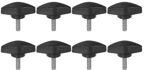 QUARKZMAN 8 Stück Rändelschraube Flügelschrauben Kunststoff T-Flügelknöpfe M5 x 16mm Metrische männliche Gewindestifte T-Kopf Kunststoffknöpfe Daumenschraube, Schwarz