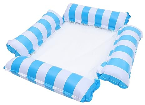 Kisangel Aufblasbarer Pool Netztstuhl mit Vier Rohrdesign Aufblasbare Poolliege für Sommer PVC Material und Starke Stabilität Stilvolles Streifenmuster und Leicht zu Verstauen