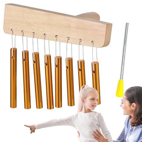 Percussion Chimes Holz 8-Ton Glockenspiel | Musikinstrument Mit Aluminiumrohren Und Stock Schule Yoga Garten Wohnzimmer Haus Manner Frauen